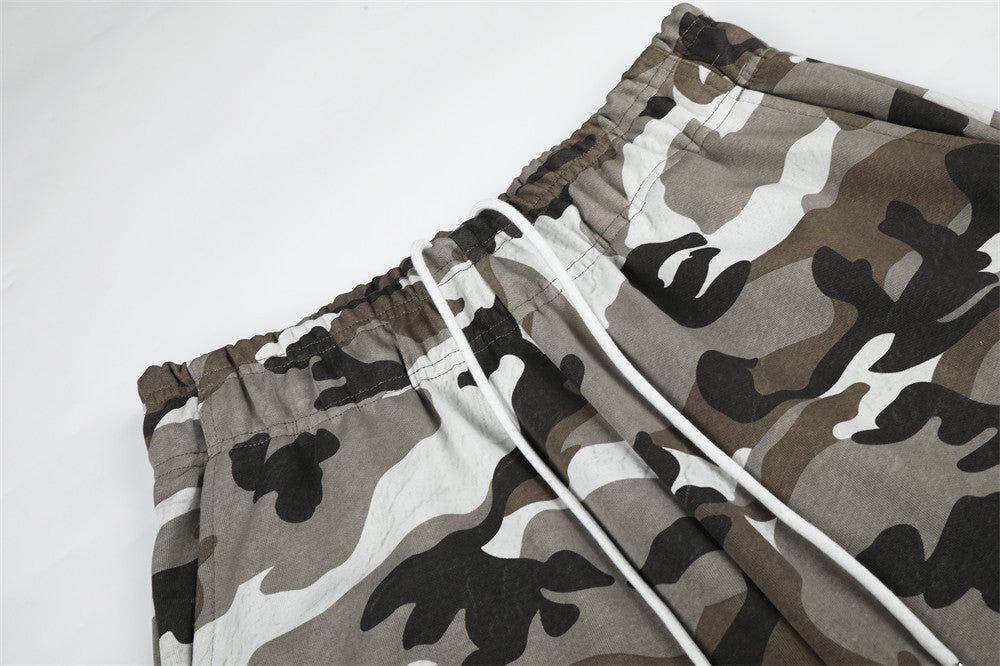 Camo Wide-Leg Sweatpants – Men's Relaxed Fit Drawstring Jogger Pants