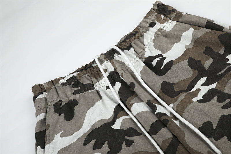 Camo Wide-Leg Sweatpants – Men's Relaxed Fit Drawstring Jogger Pants