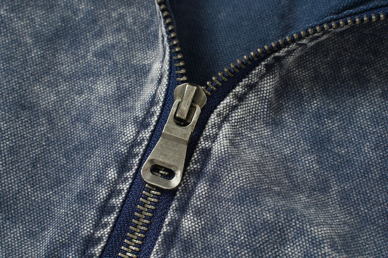 Chaqueta bomber con capucha y lavado ácido en dos tonos – Efecto falso conjunto oversize
