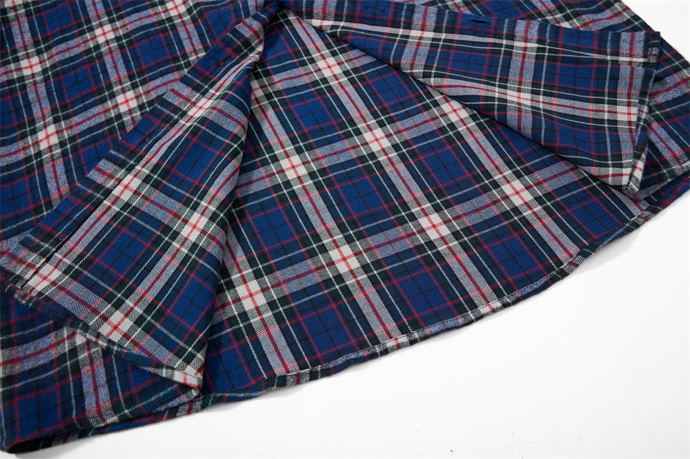 Plaid Flannel Overshirt – Relaxed Fit Long Sleeve Button-Up with Star Logo