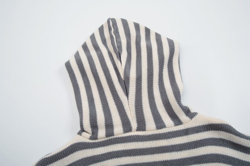 Y2K-Kapuzenjacke mit Reißverschluss – gestreifte Strickjacke mit Katzen- und Sternenstickerei