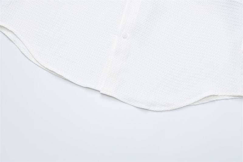 Chemise homme boutonnée à empiècement côtelé & rayures – Coupe preppy oversize