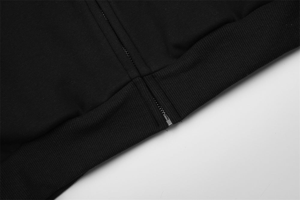 Bow Embroidery Zip-Up Hoodie – Oversized Sequin Ribbon Detail