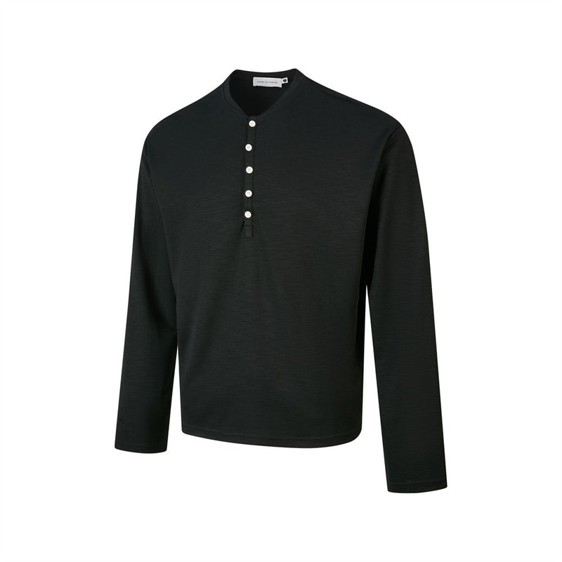 Men's Long Sleeve Henley Shirt – Relaxed Fit Button Placket