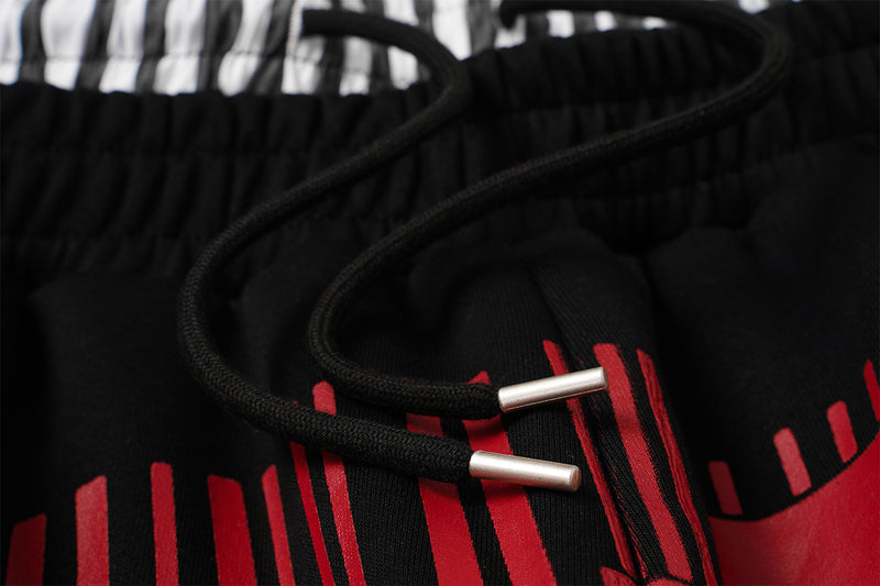 Wide-Leg Sweatpants with Barcode Cross Print & Double Waistband