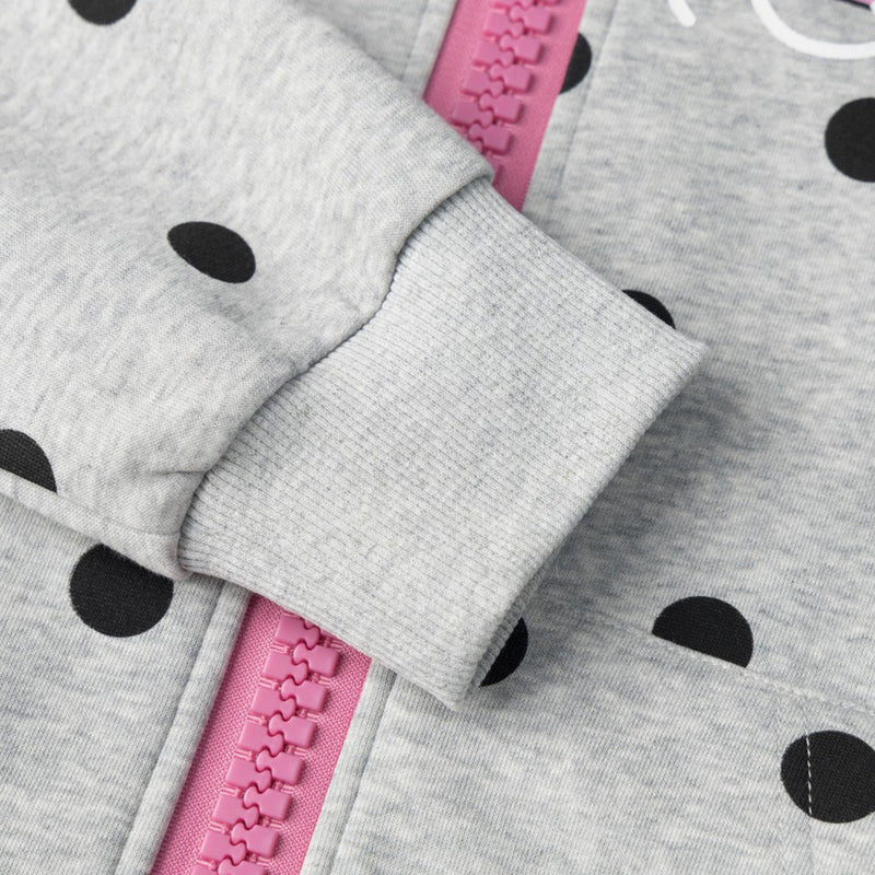 Sudadera con capucha y cremallera con estampado integral de lunares y gráfico de letras streetwear