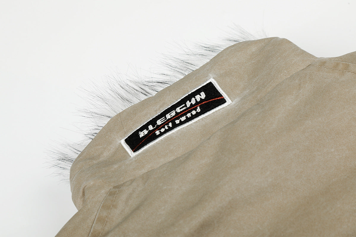 Men's Padded Bomber Jacket with Faux Fur Collar – Oversized Flight Jacket