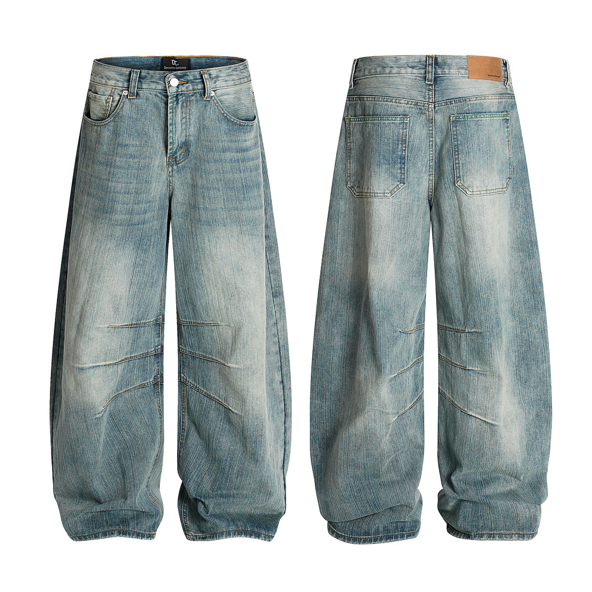 Hellblaue Baggy-Jeans für Herren – Wide-Leg-Denim mit Vintage-Waschung