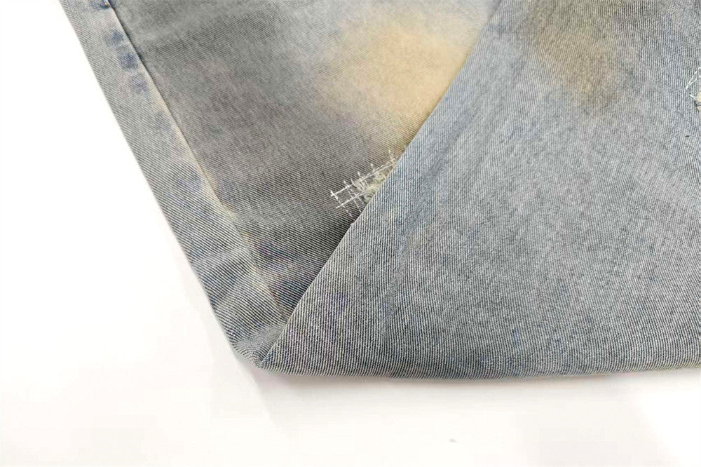 Distressed Washed Wide-Leg Jeans – Vintage Dirty Dye Streetwear