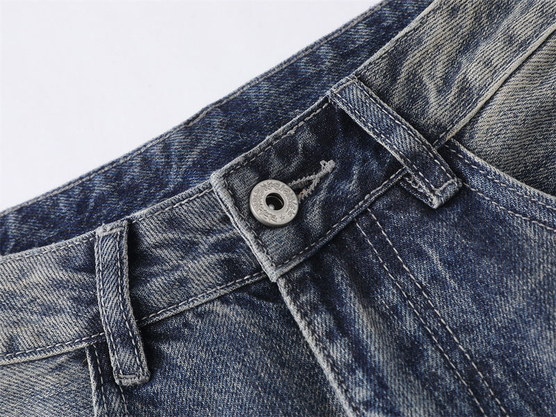 Men's Wide-Leg Baggy Jeans – Vintage Washed Straight Fit Denim