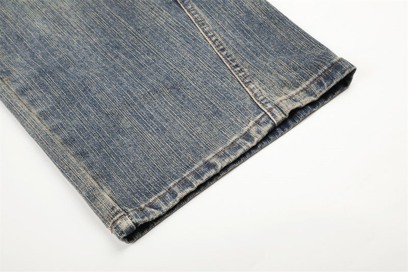 Jeans mit weitem Bein aus verwaschenem Denim – Vintage-Destroyed-Look, entspannte Passform