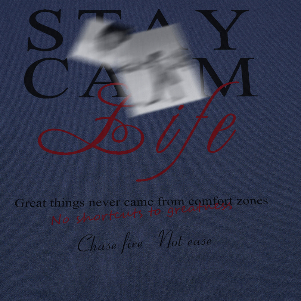 Stay Calm Life Graphic Crewneck Sweatshirt – Oversized Streetwear Pullover