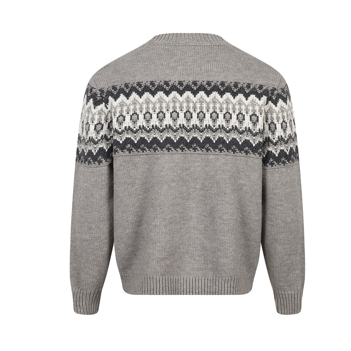 Fair Isle Jacquard Knitted Crew Neck Sweater – Vintage American Style