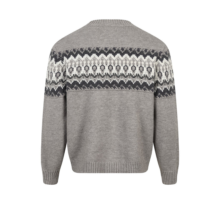 Fair Isle Jacquard Knitted Crew Neck Sweater – Vintage American Style