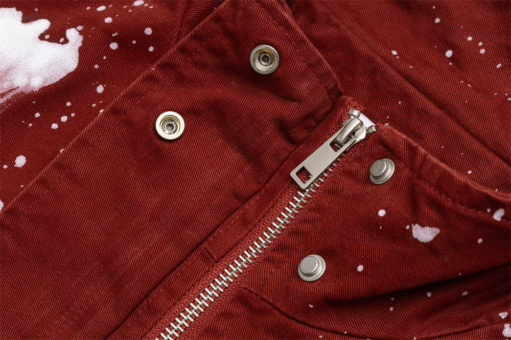 Paint Splatter Stand-Collar Jacket – Oversized Relaxed Fit