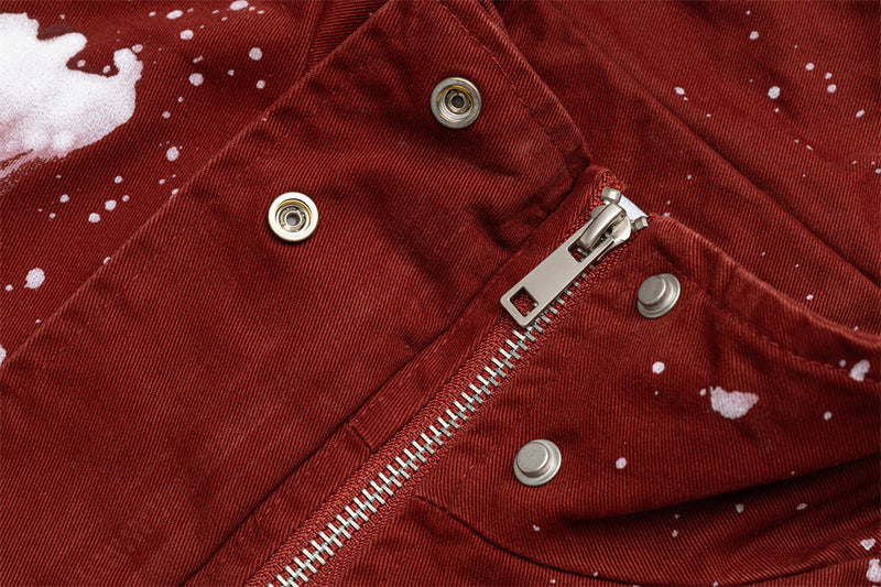 Paint Splatter Stand-Collar Jacket – Oversized Relaxed Fit