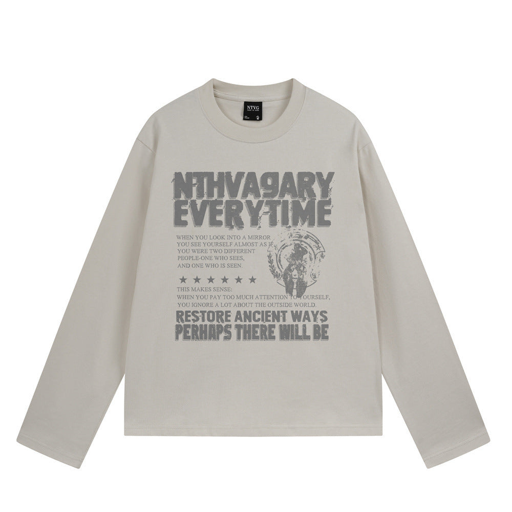 Long Sleeve Graphic Print Oversized Crew Neck Tee – NTHVAGARY Everytime
