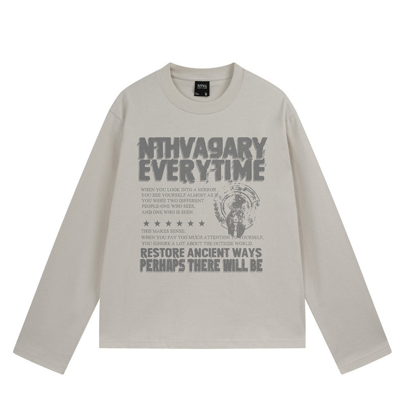 Long Sleeve Graphic Print Oversized Crew Neck Tee – NTHVAGARY Everytime