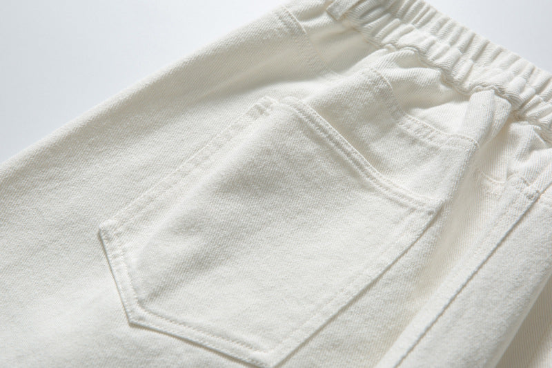 Wide-Leg Straight Casual Pants for Men — Relaxed Fit Pleated Denim Trousers