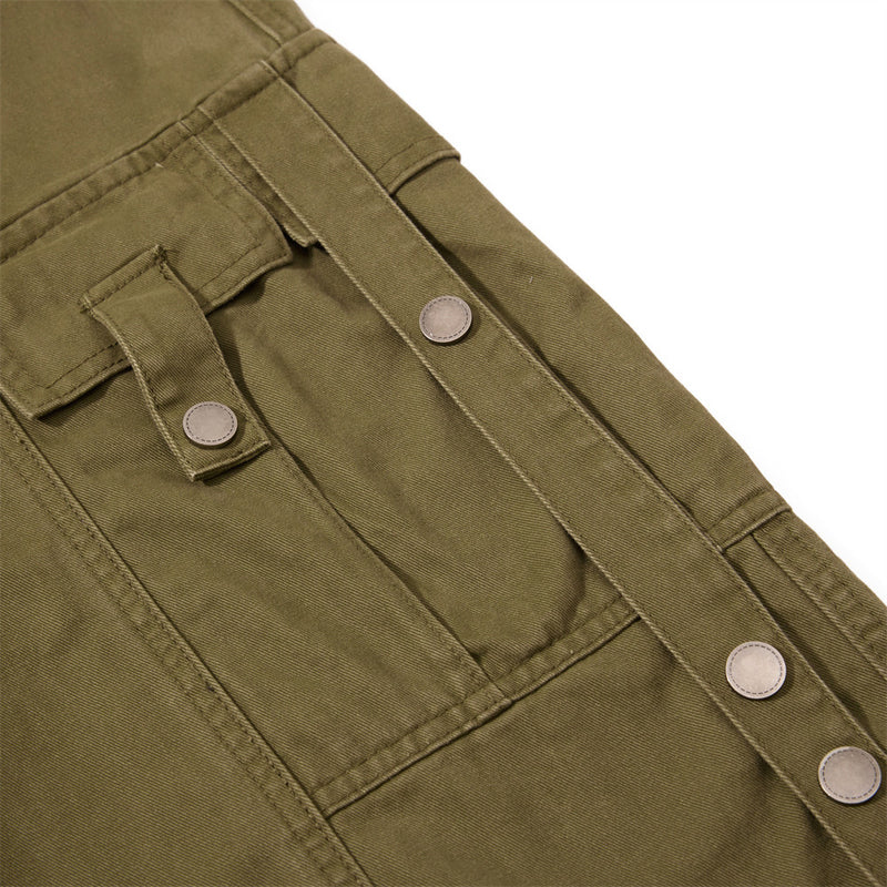 Wide-Leg Cargo Pants – Punk Streetwear Deconstructed Multi-Pocket Trousers