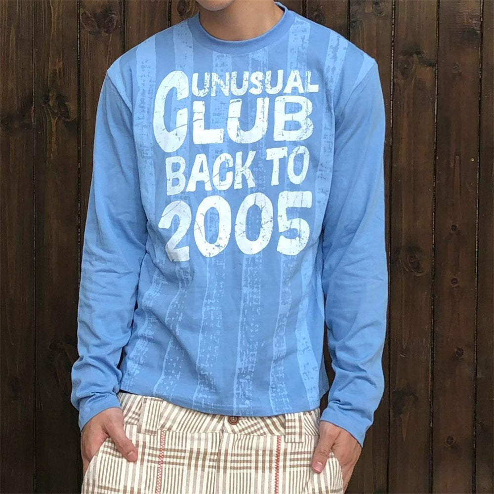 T-shirt manches longues graphique Unusual Club Back to 2005 – Coupe décontractée à col rond