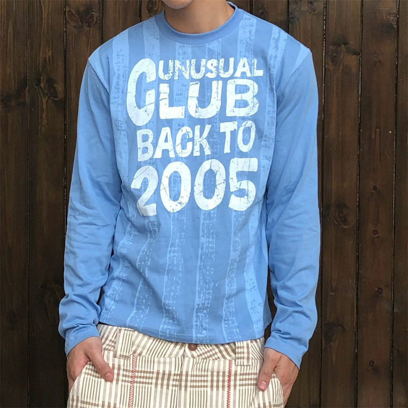 T-shirt manches longues graphique Unusual Club Back to 2005 – Coupe décontractée à col rond