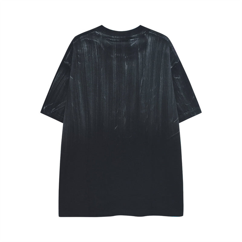 Graffiti Ink Splash Rhinestone Logo Oversized T-Shirt