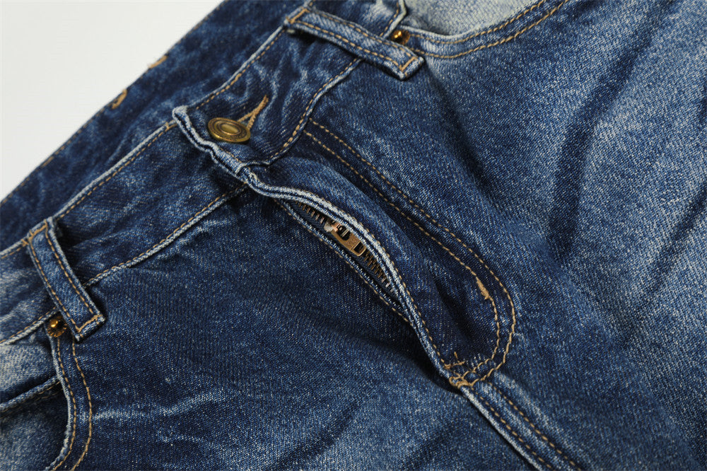 Wide Leg Distressed Jeans – Men's Vintage Wash Flare Denim Pants