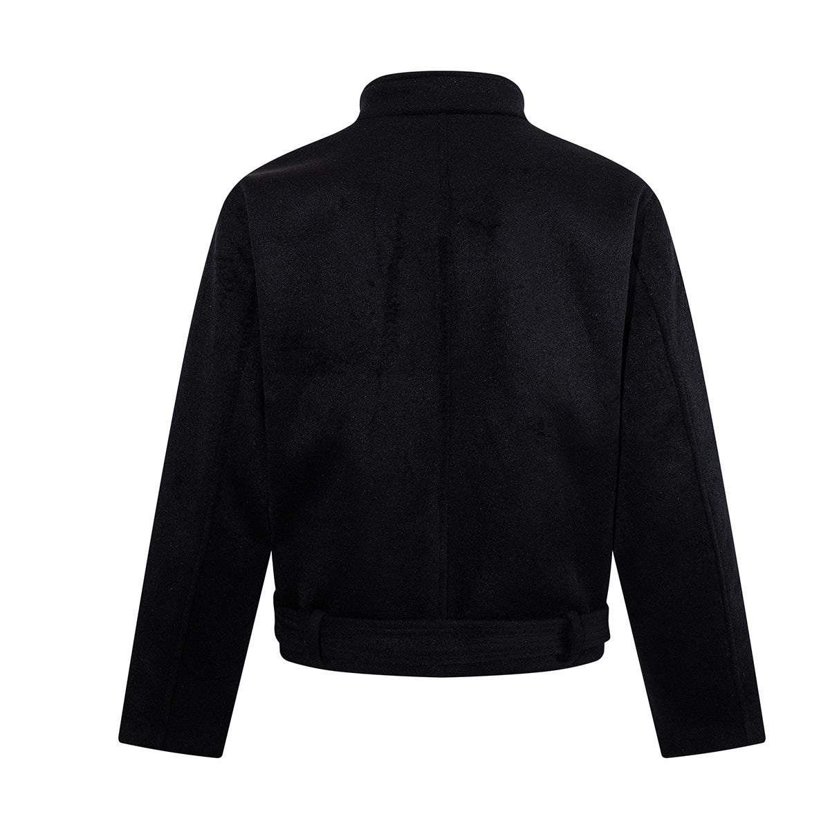 Jacke aus Wollmix mit Stehkragen, Knopfleiste & Gürtelabschluss