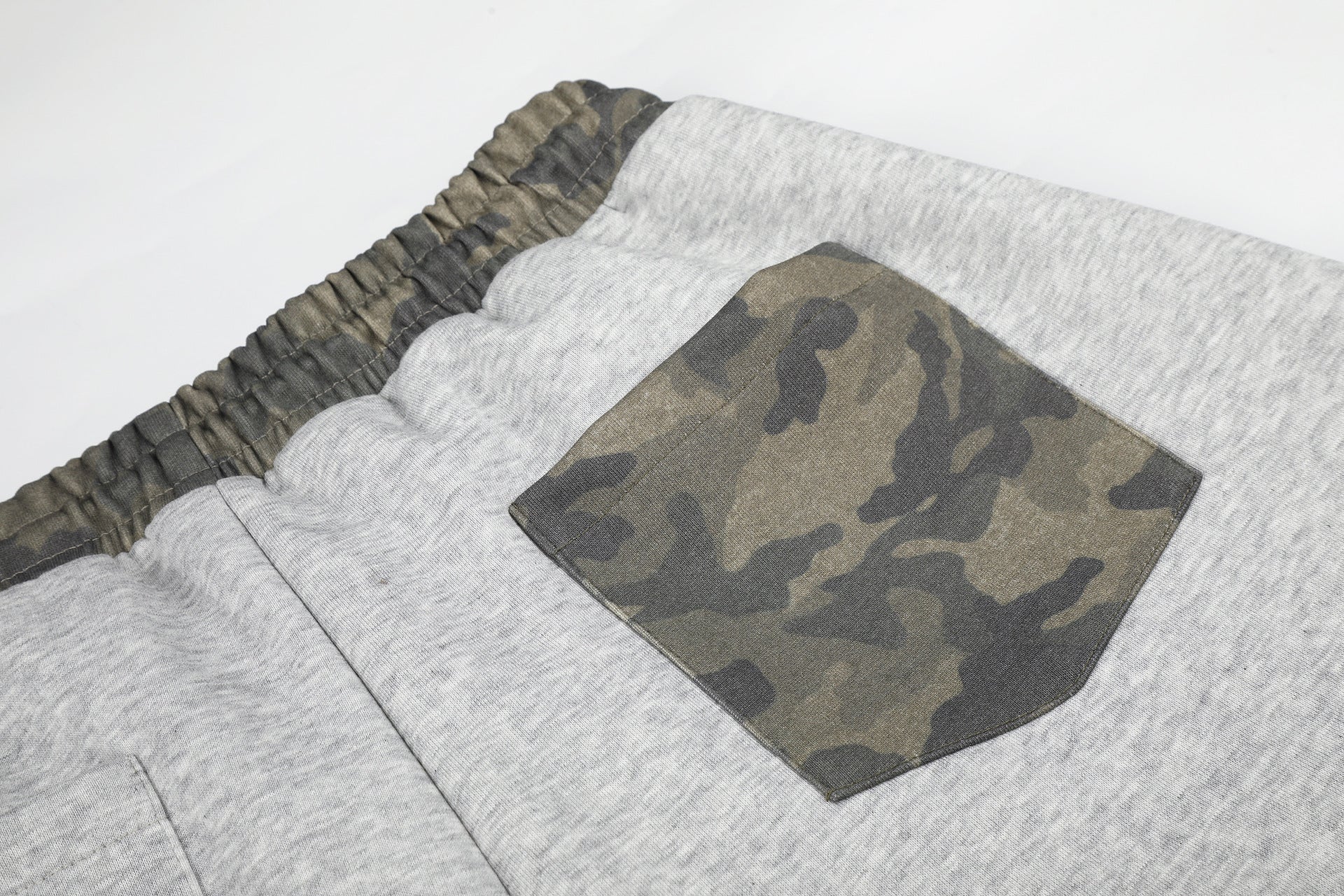 Wide-Leg Sweatpants with Camo Waistband and Star Patch