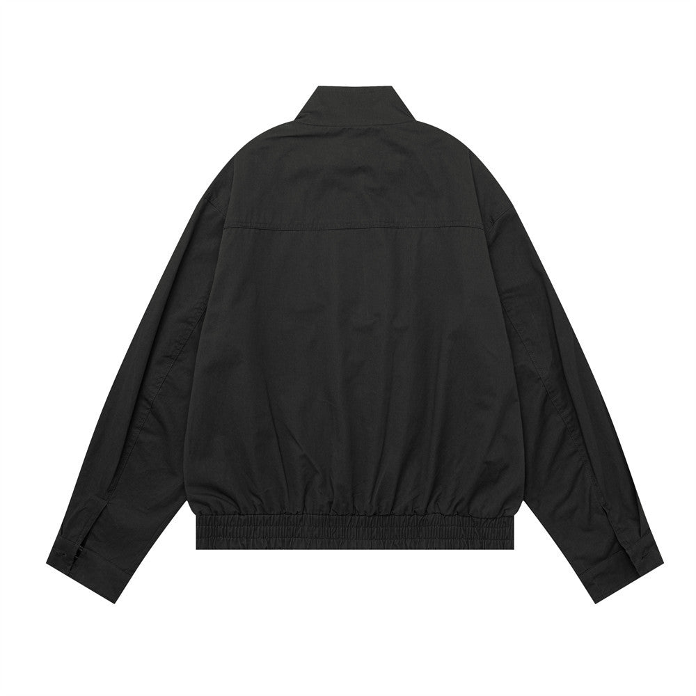 Oversized Stand-Collar Bomber Jacket – Men's Relaxed Fit with Plaid Collar