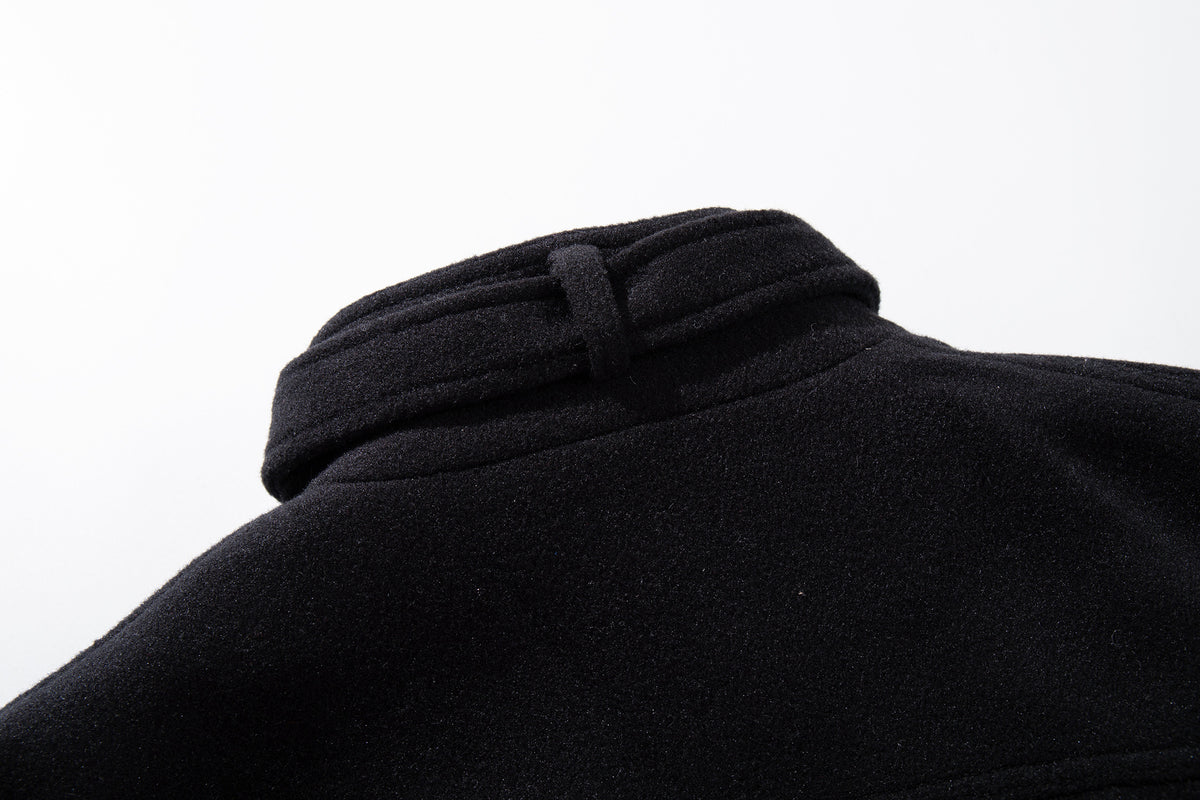 Oversized Wool-Blend Belted Bomber Jacket with Stand Collar