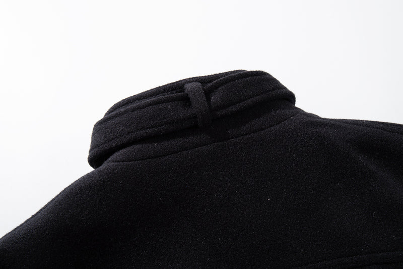 Oversized Wool-Blend Belted Bomber Jacket with Stand Collar