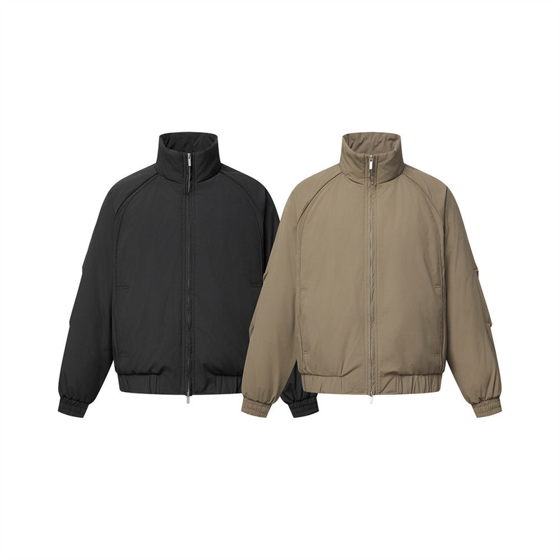 Herrenjacke mit Oversize-Stehkragen und Wattierung – Doppelreißverschluss