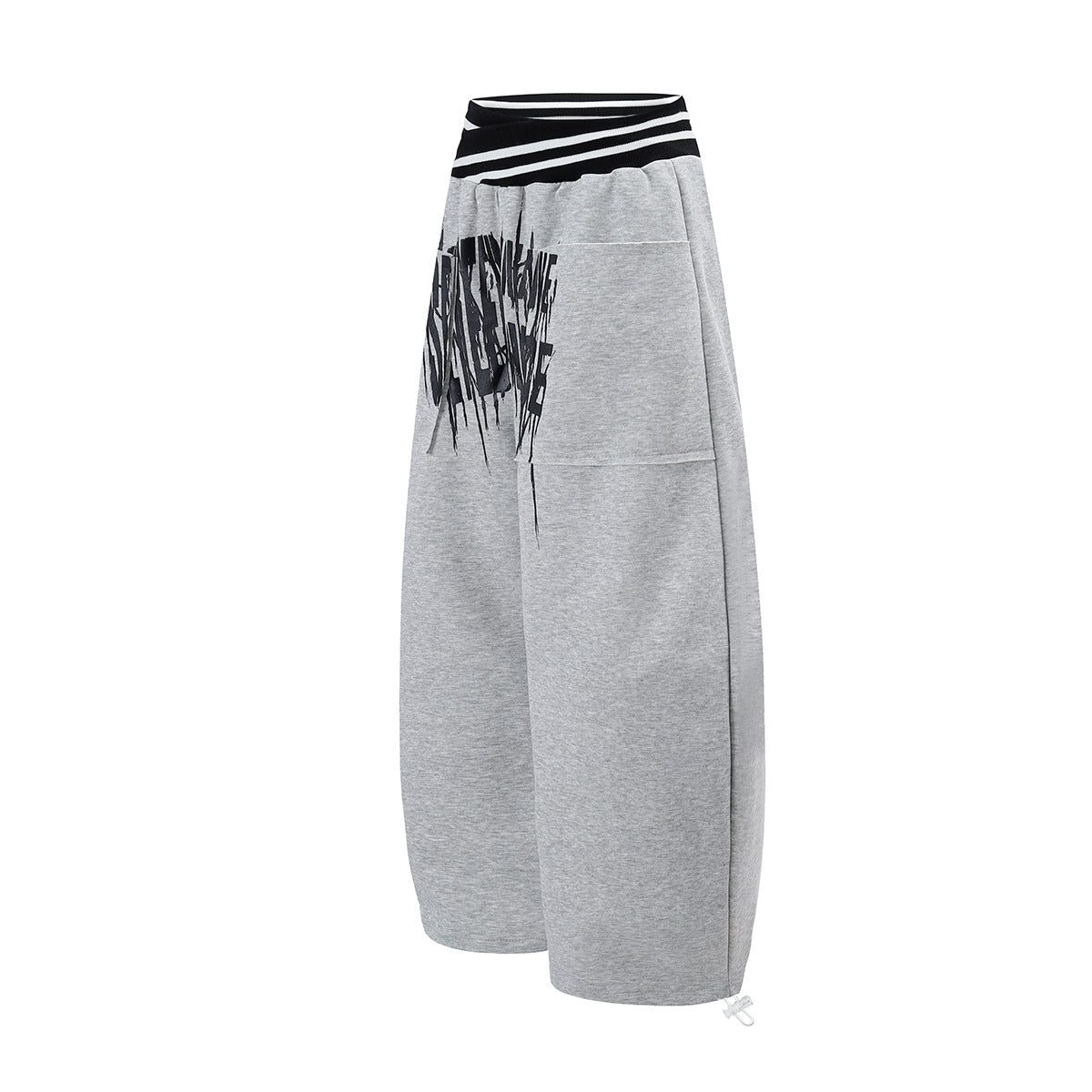 Jogginghose mit weitem Bein zum Hineinschlüpfen, gestreiftem Bund und Gothic-Grafikprint