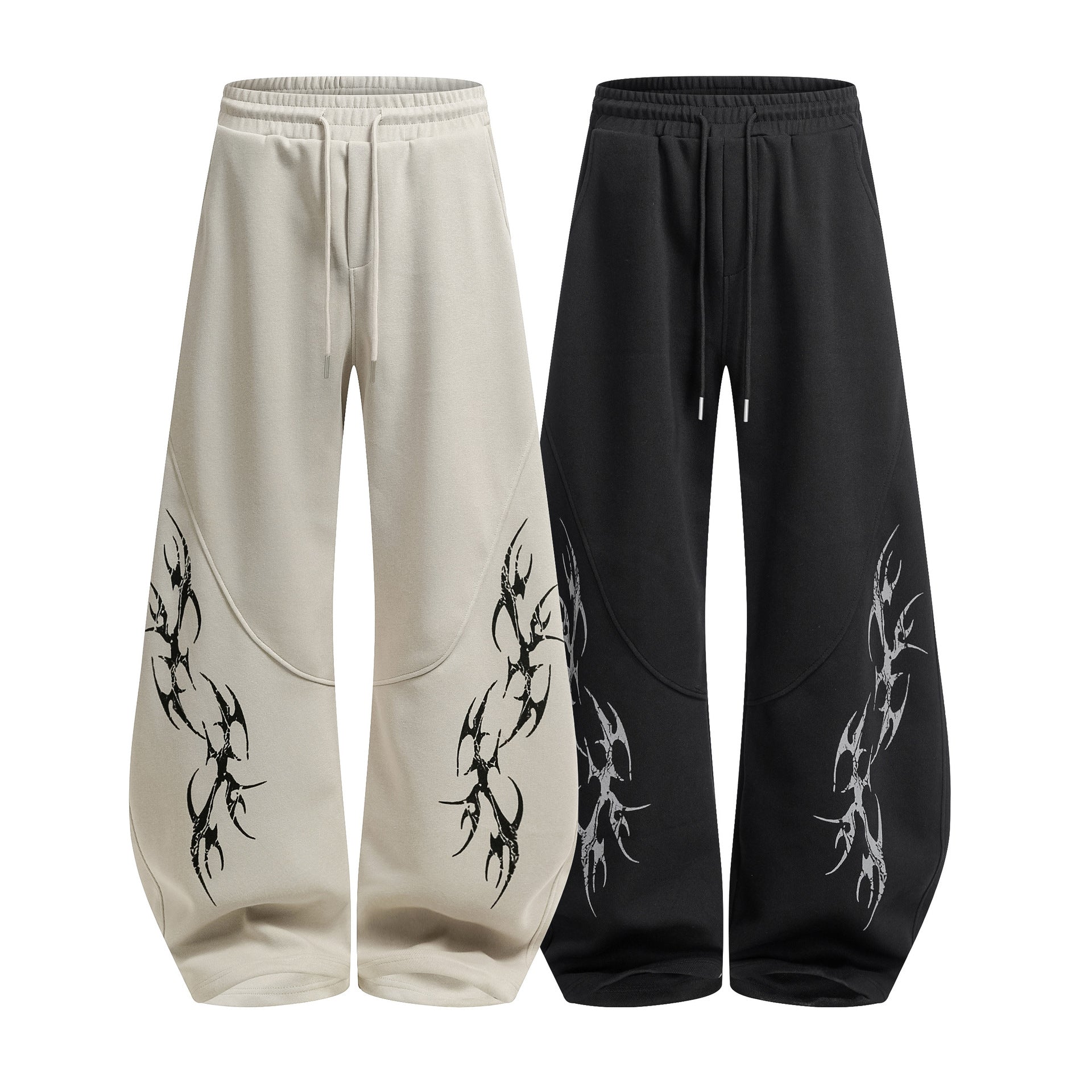 Wide-Leg Sweatpants with Tribal Print – Baggy Hip-Hop Joggers