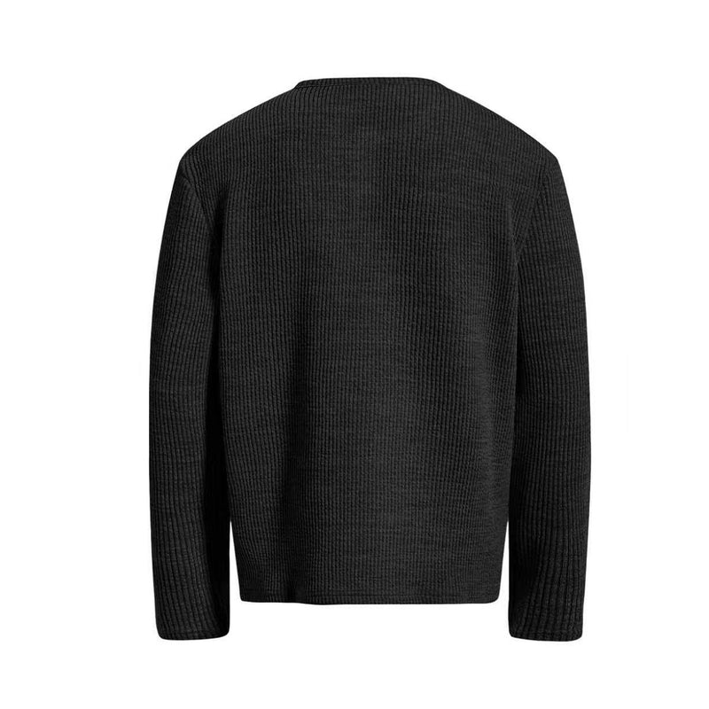 Men's Waffle Knit Henley Long Sleeve Shirt – Relaxed Fit Vintage Tee
