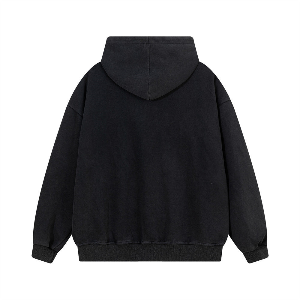 Sweat à capuche zippé avec étoile filante en strass – Streetwear oversize à double zip