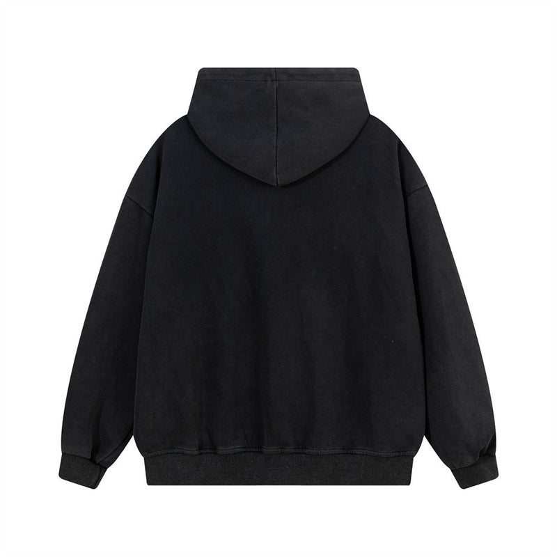 Sweat à capuche zippé avec étoile filante en strass – Streetwear oversize à double zip