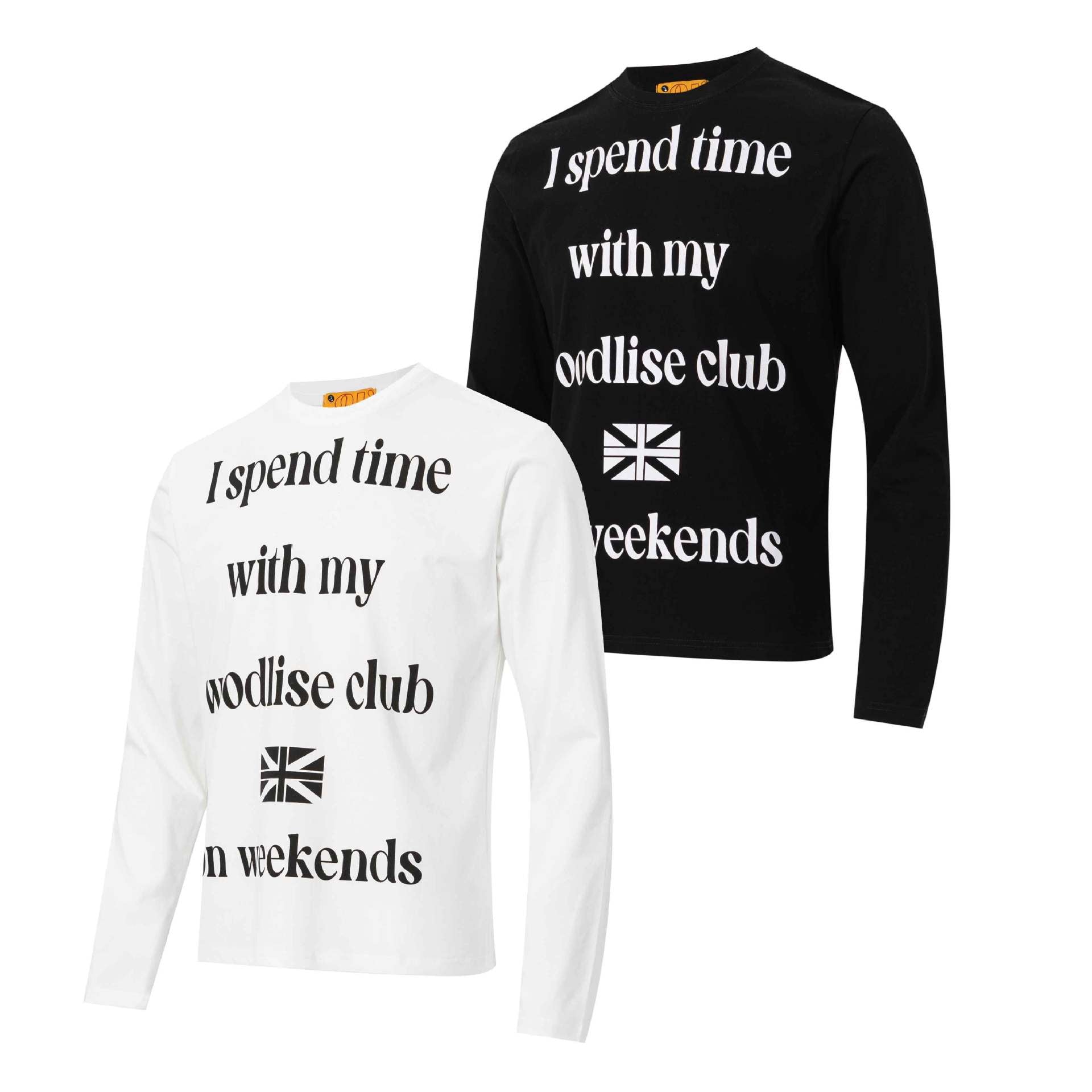 Langarm-Shirt mit Grafikprint und Rundhalsausschnitt – Woodlise-Club-Slogan