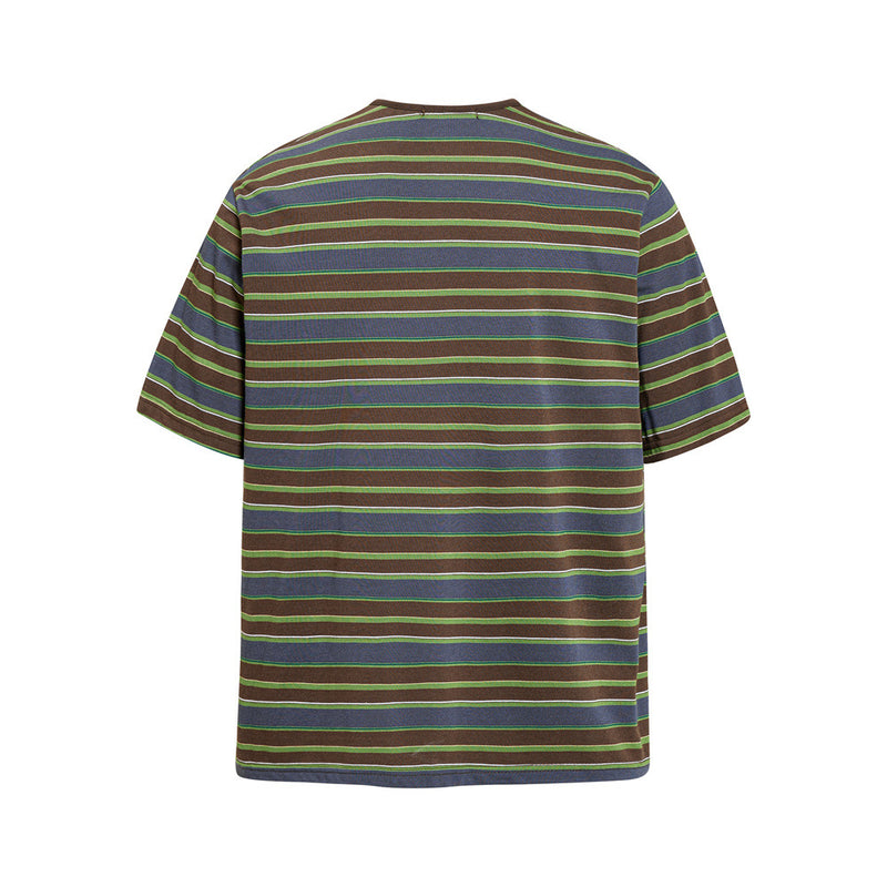 American Vintage Striped Henley Graphic T-Shirt – Oversized Short Sleeve