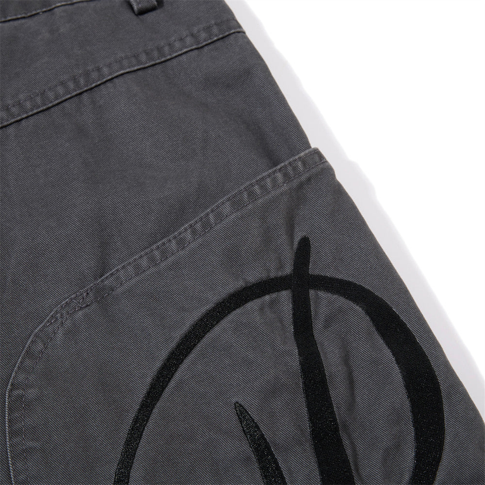 Baggy Cargo Pants Mens Wide-Leg Barrel Fit Vintage Washed Trousers