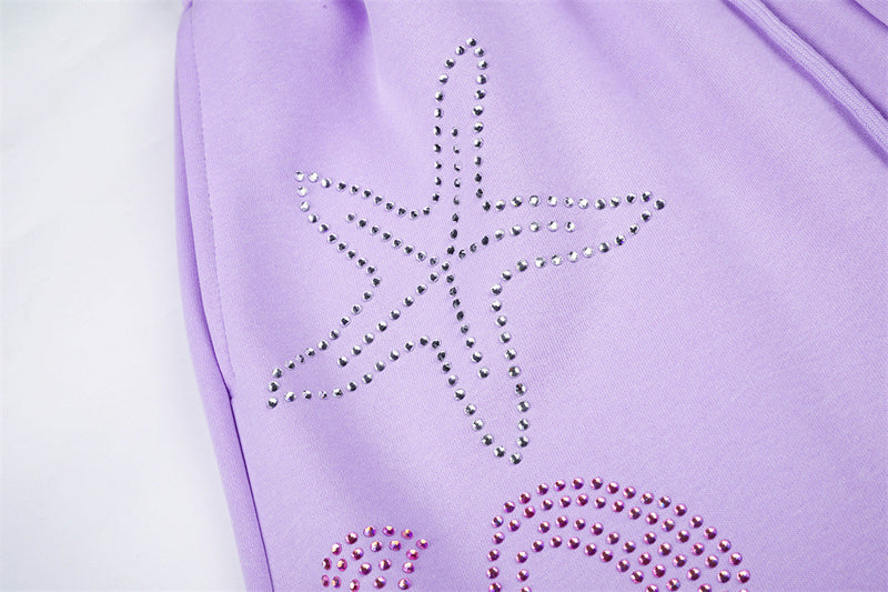 Wide-Leg Sweatpants with Rhinestone Letter Graphic – Oversized Fit