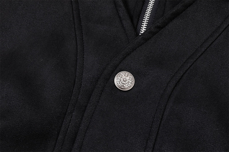 Suede Bomber Jacket Men – Collared Cross-Patch Relaxed Fit Varsity Jacket