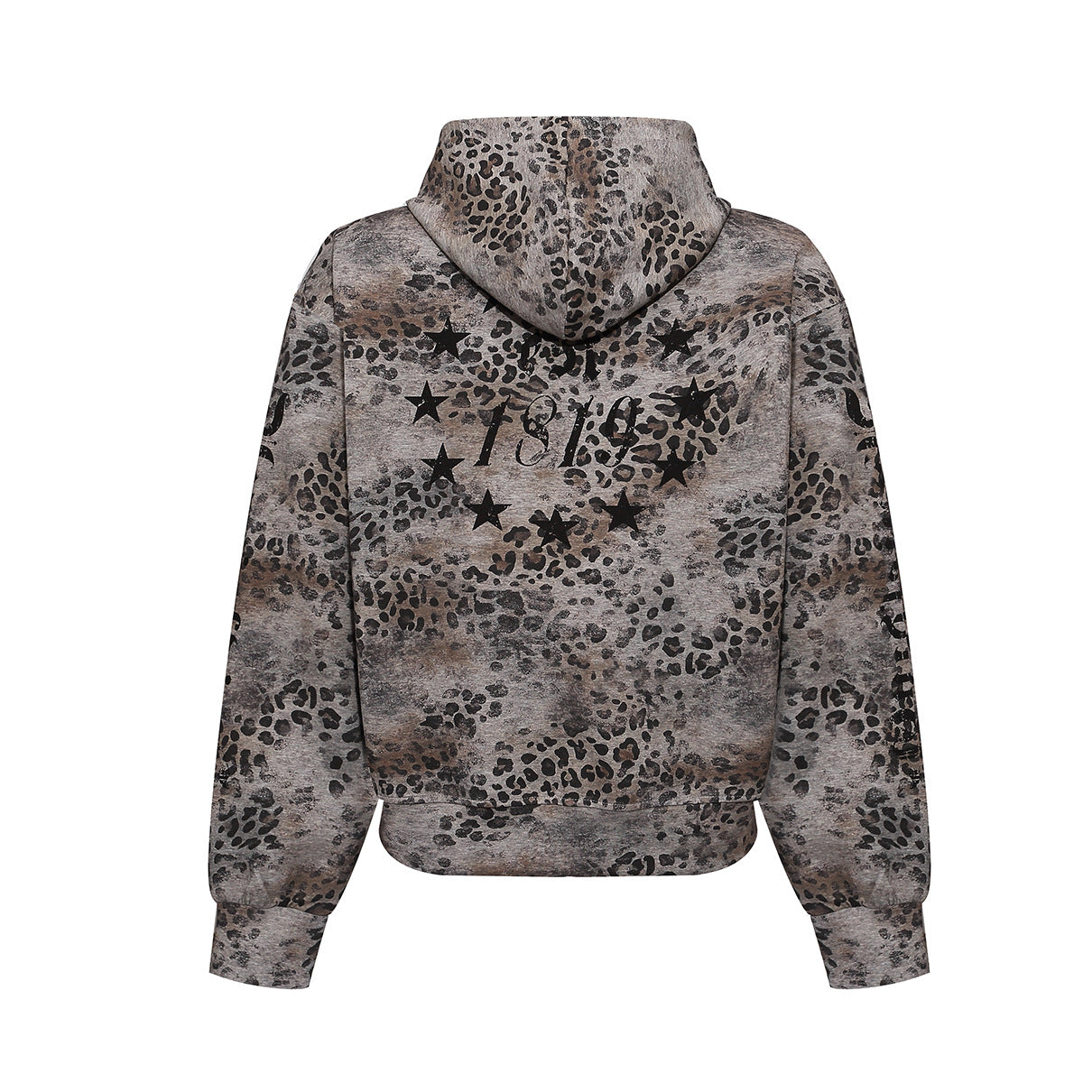 Leopard Print Zip-Up Hoodie – Vintage American Streetwear Oversized Cardigan