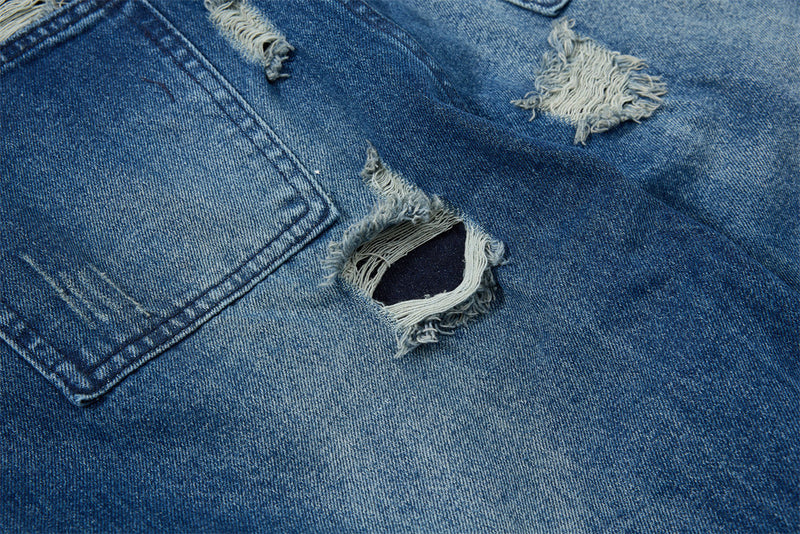 Wide-Leg Ripped Jeans – Men's Baggy Distressed Denim with Washed Finish