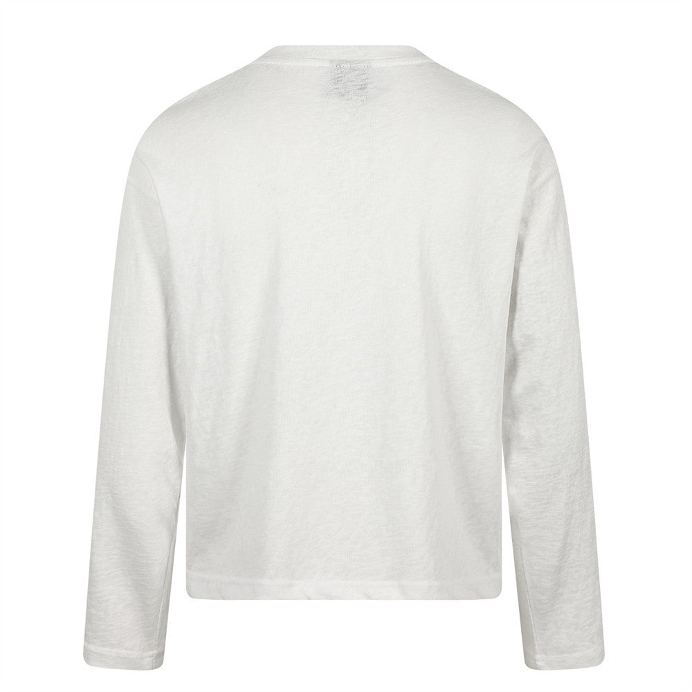 Long Sleeve T-Shirt with Ancient Greek Architecture Print – Relaxed Fit, White