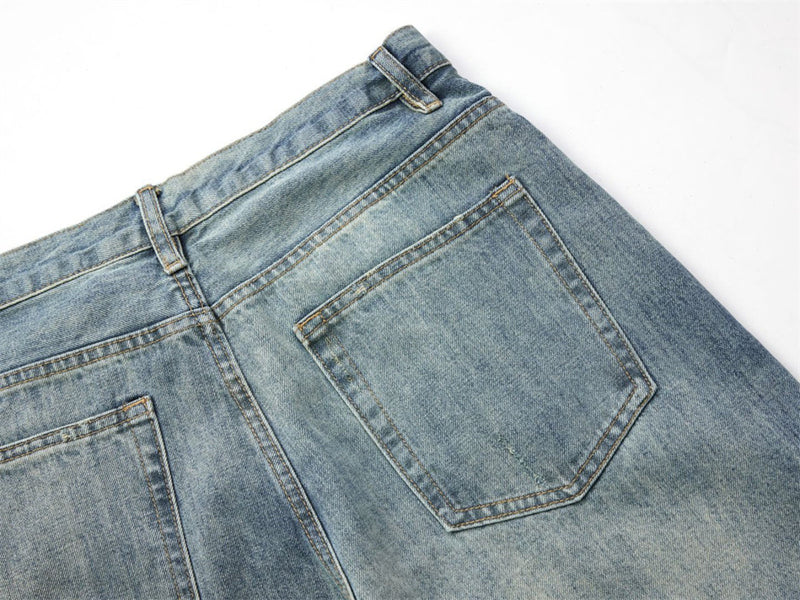 Wide-Leg Washed Vintage Blue Jeans – Men's Relaxed Straight Denim