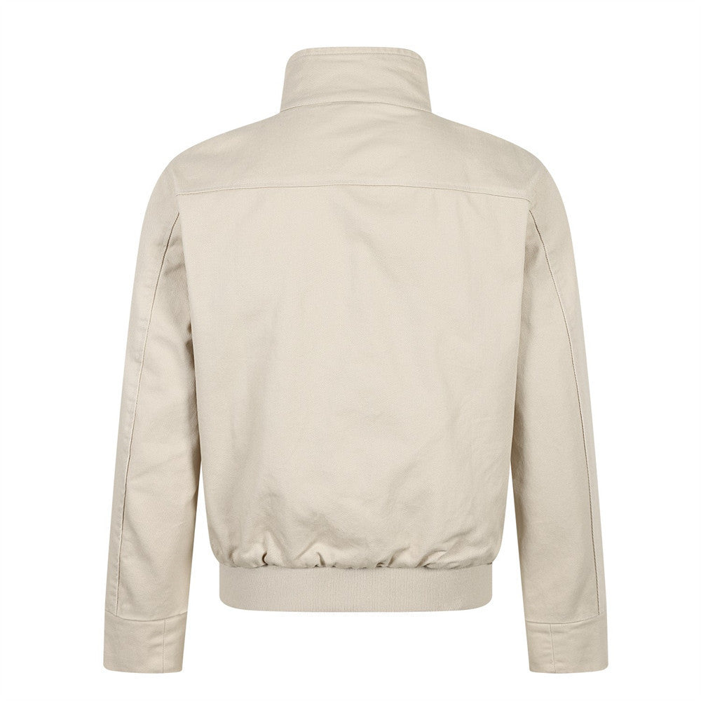 Chaqueta bomber corta para hombre con tiras de hebilla y cuello alto – Cazadora utilitaria con cremallera