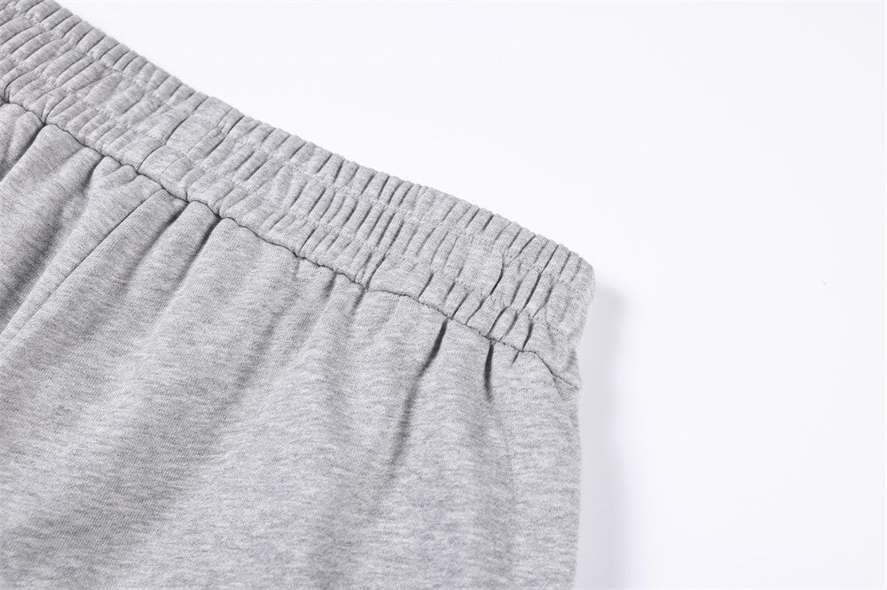 Wide-Leg Sweatpants with Double-Breasted Metal Buttons & Elastic Waist